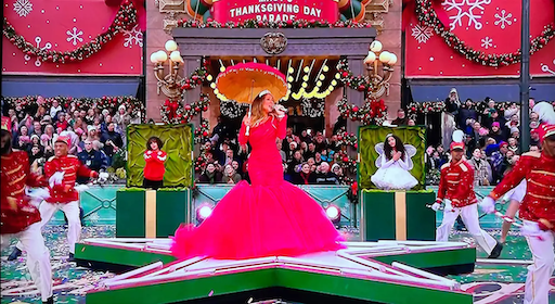 Mariah Carey spreads holiday cheer at the Thanksgiving Day Parade.